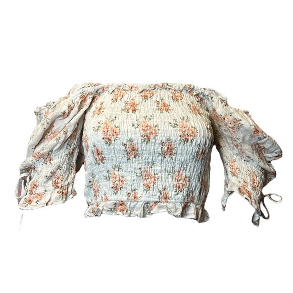 Forever 21 - Floral Cottage Smocked Crop Top - Size Medium - Picture 3 of 7